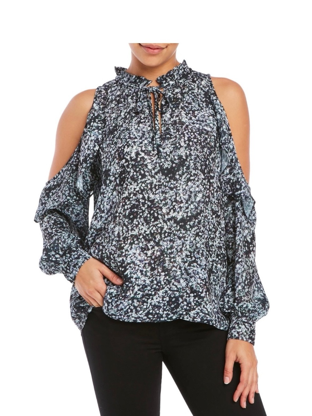 Parker Floral Cold-Shoulder Blouse
